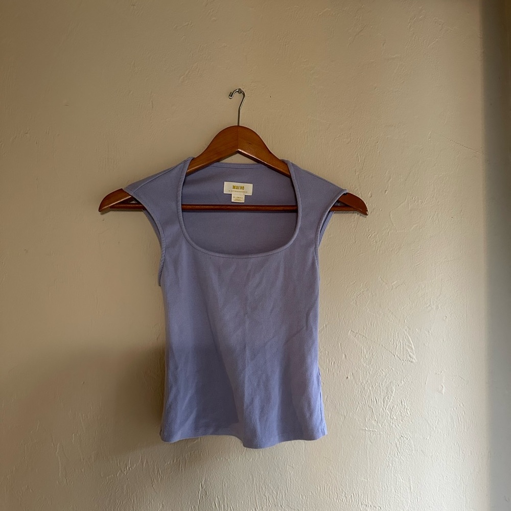 Anthropologie Blue Fitted Sleeveless Tank Top